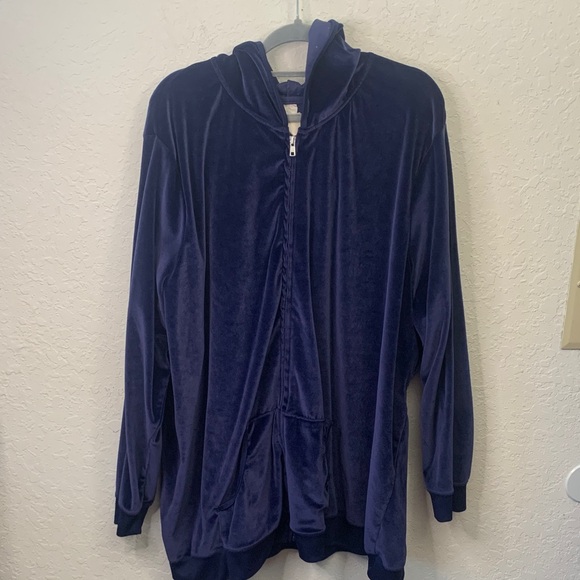 Roaman's Indigo Zip-Up velour Hoodie - Picture 1 of 8